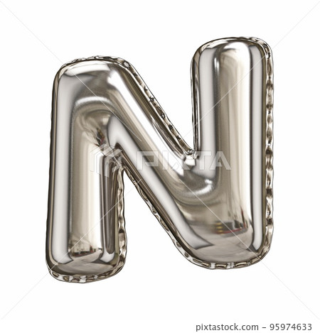 Silver foil balloon font letter N 3D 95974633