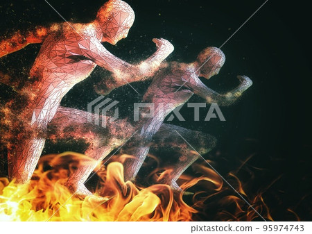 3d illustration of people competing 95974743