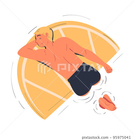 Man Character Floating on Air Mattress in Swimming Pool Vector Illustration Man Character Floating on Air Mattress in Swimming Pool Vector Illustration 95975041