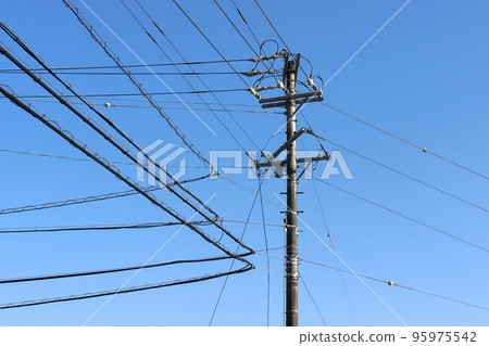 Wire and telephone pole Wire and telephone pole 95975542