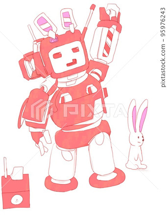 red and white robot red and white robot 95976243