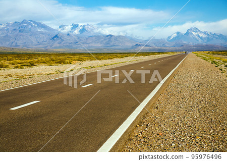 View from highway to mountains near Las Lenas 95976496