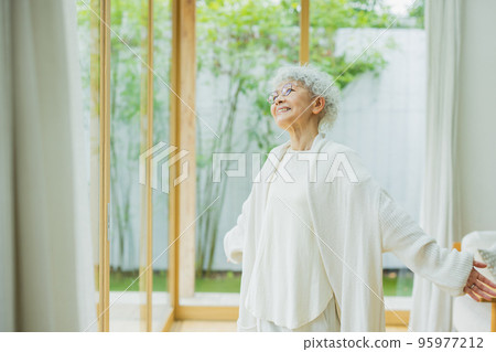 Lifestyle woman with silver hair 95977212