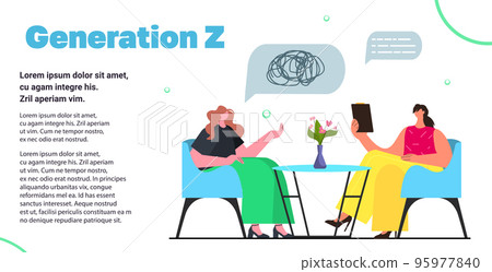 psychologist solving psychological problem in woman brain psychotherapy session treatment of stress addictions and mental problems generation z concept horizontal copy space vector illustration 95977840