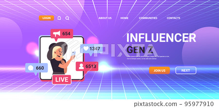 woman social media influencer watching live streaming generation Z lifestyle concept new demography trend with progressive youth gen 95977910