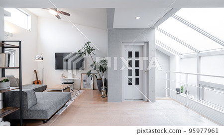 Modern style living room with elevator 95977961