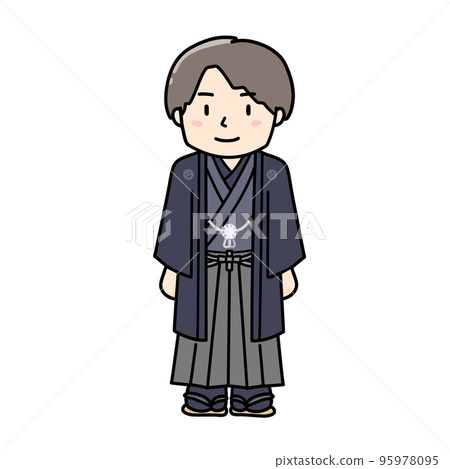 一個穿著外罩和袴的男人的插圖 95978095