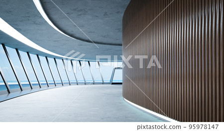3D rendering futuristic streamlined interior space design 3D rendering futuristic streamlined interior space design 95978147