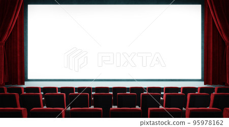 3d rendering empty cinema with white screen 3d rendering empty cinema with white screen 95978162