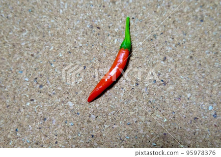 1 red chili pepper on a corkboard 1 red chili pepper on a corkboard 95978376