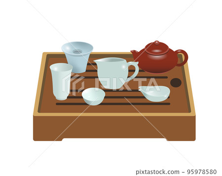 可愛的中國茶具插畫素材 95978580