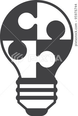 light bulb with jigsaw illustration in minimal style 95978744
