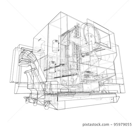 Metalworking CNC milling machine. Vector 95979055