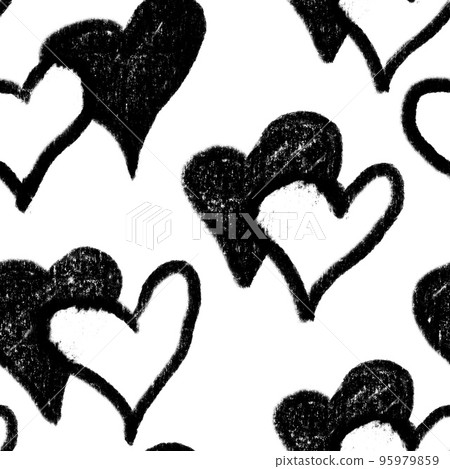 Hand drawn seamless pattern St valentines day black white hearts. Love romantic sweetheart fall in love fabric print, monochrome minimalist background, for invitations cards wrapping paper design. Hand drawn seamless pattern St valentines day black white hearts. Love romantic sweetheart fall in love fabric print, monochrome minimalist background, for invitations cards wrapping paper design. 95979859