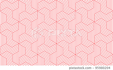Abstract geometric pattern with stripes, lines. Seamless vector background. White and pink ornament. Simple lattice graphic design Abstract geometric pattern with stripes, lines. Seamless vector background. White and pink ornament. Simple lattice graphic design 95980204