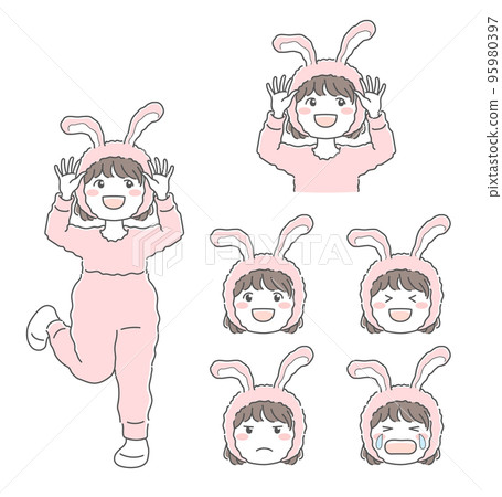 Illustration material of a girl dressed as a rabbit Illustration material of a girl dressed as a rabbit 95980397
