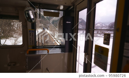 Oito Line Type Kiha 120 Snow scene from inside the train Oito Line Type Kiha 120 Snow scene from inside the train 95980726