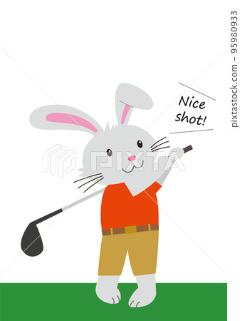 做高爾夫揮桿的兔子 95980933
