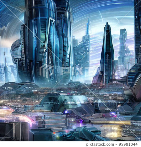 Overpopulated Future City in a Giant Dome 95981044