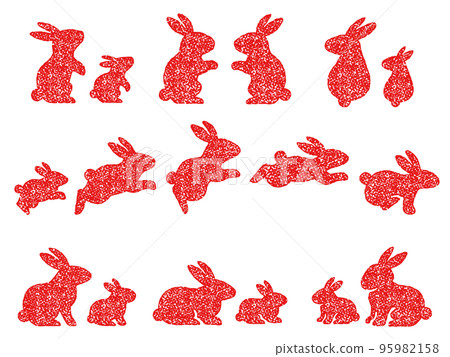 兔親子紅戳式剪影插畫集 95982158