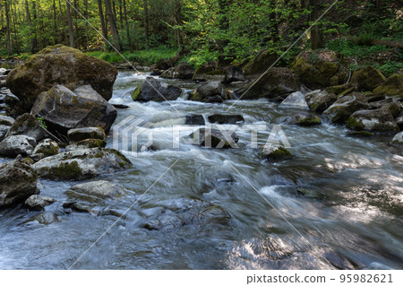 Wild river Doubrava in Czech Republic, Europe. 95982621