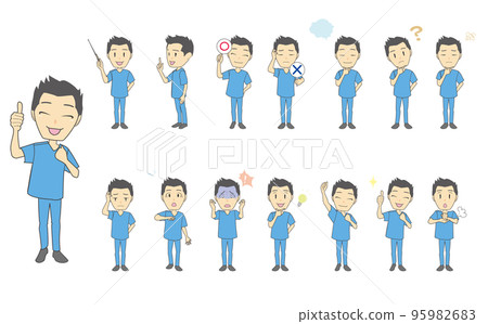 Male pose set wearing scrubs Male pose set wearing scrubs 95982683