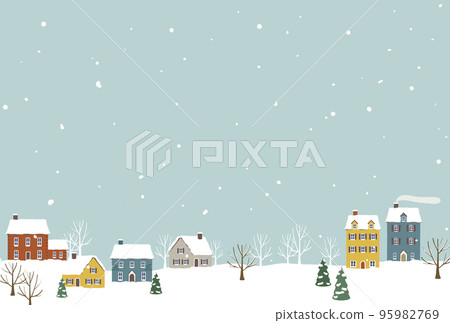 Snowy town background material Christmas Snowy town background material Christmas 95982769