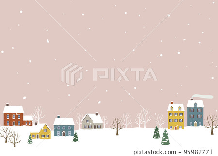 Snowy town background material Christmas 95982771
