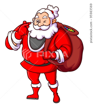 The happy santa claus is with the funny expression is ready for sending the gift 95983569
