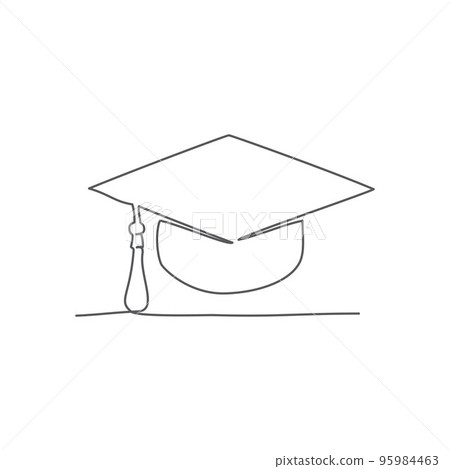Graduation cap One line drawing on white background 95984463