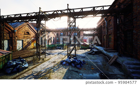 Old abandoned industrial buildings at factory 95984577