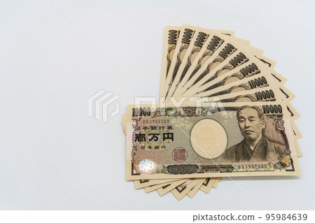 100,000 yen 10,000 yen bill banknote image 100,000 yen 10,000 yen bill banknote image 95984639