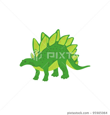 Standing green stegosaurus flat style, vector illustration 95985064