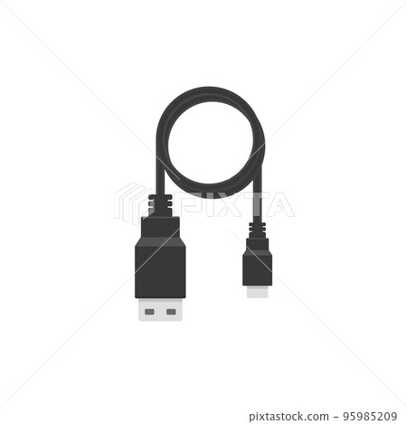 Charging cable with usb port, flat vector illustration isolated on white background. 95985209