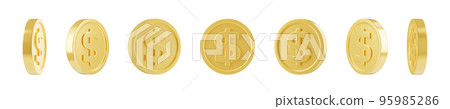 3d render gold coin rotate animation sprite sheet 95985286