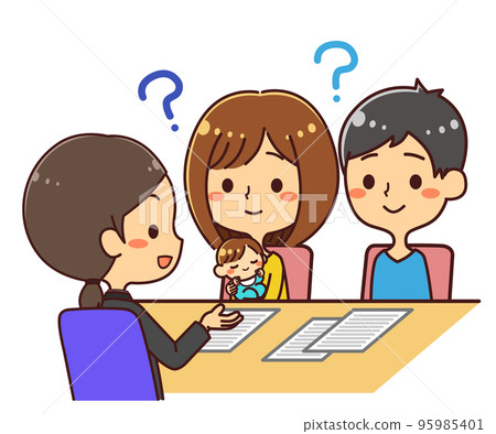 A couple and a baby to discuss?　Illustration material 95985401