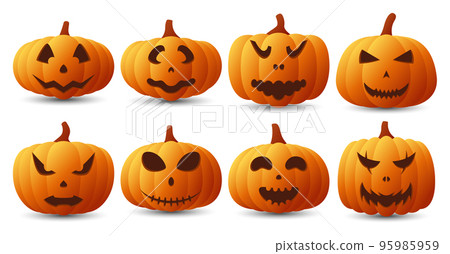 Halloween Pumpkin Face Collection, Vector illustration 95985959