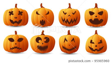 Halloween Pumpkin Face Collection, Vector illustration 95985960