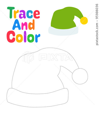 Christmas elf hat tracing worksheet for kids Christmas elf hat tracing worksheet for kids 95986036