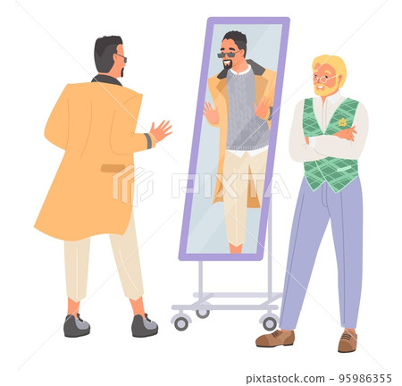 Fashion stylist working with client flat vector Fashion stylist working with client flat vector 95986355