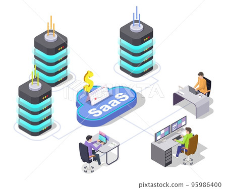 SAAS 3d vector software as service concept SAAS 3d vector software as service concept 95986400