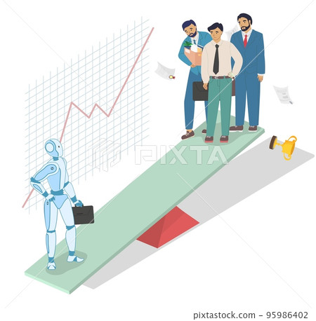 RPA versus manual labor 3d vector illustration RPA versus manual labor 3d vector illustration 95986402