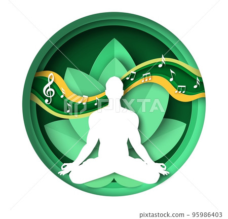 Male silhouette in lotus position meditate vector 95986403