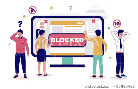 Web site ip blocked flat vector illustration 95986458