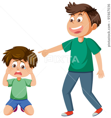 Crying boy get bullied by his friend - Stock Illustration [95987036 ...