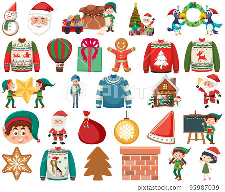 Christmas characters and elements set 95987039