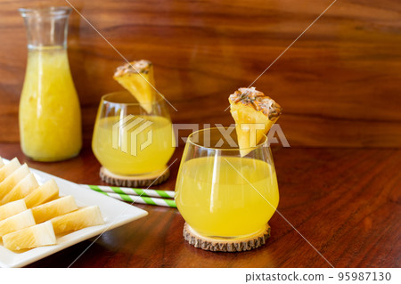 Fresh pineapple cocktail with Fresh pineapple.  summer drink concept. 95987130