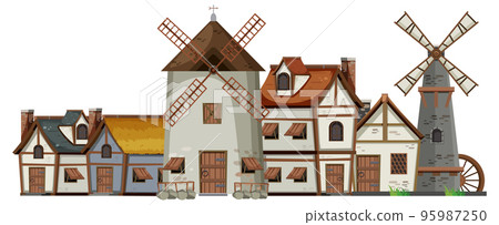 Medieval ancient building on white background Medieval ancient building on white background 95987250