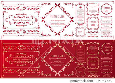 Christmas motif frame design set. Gorgeous and elegant design material Christmas motif frame design set. Gorgeous and elegant design material 95987559