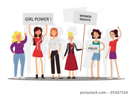 Girl power and feminism concept vector flat illustration Girl power and feminism concept vector flat illustration 95987584